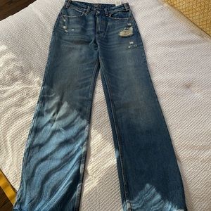 Abercrombie & Fitch Annie High Rise Wide Leg Jeans Distressed